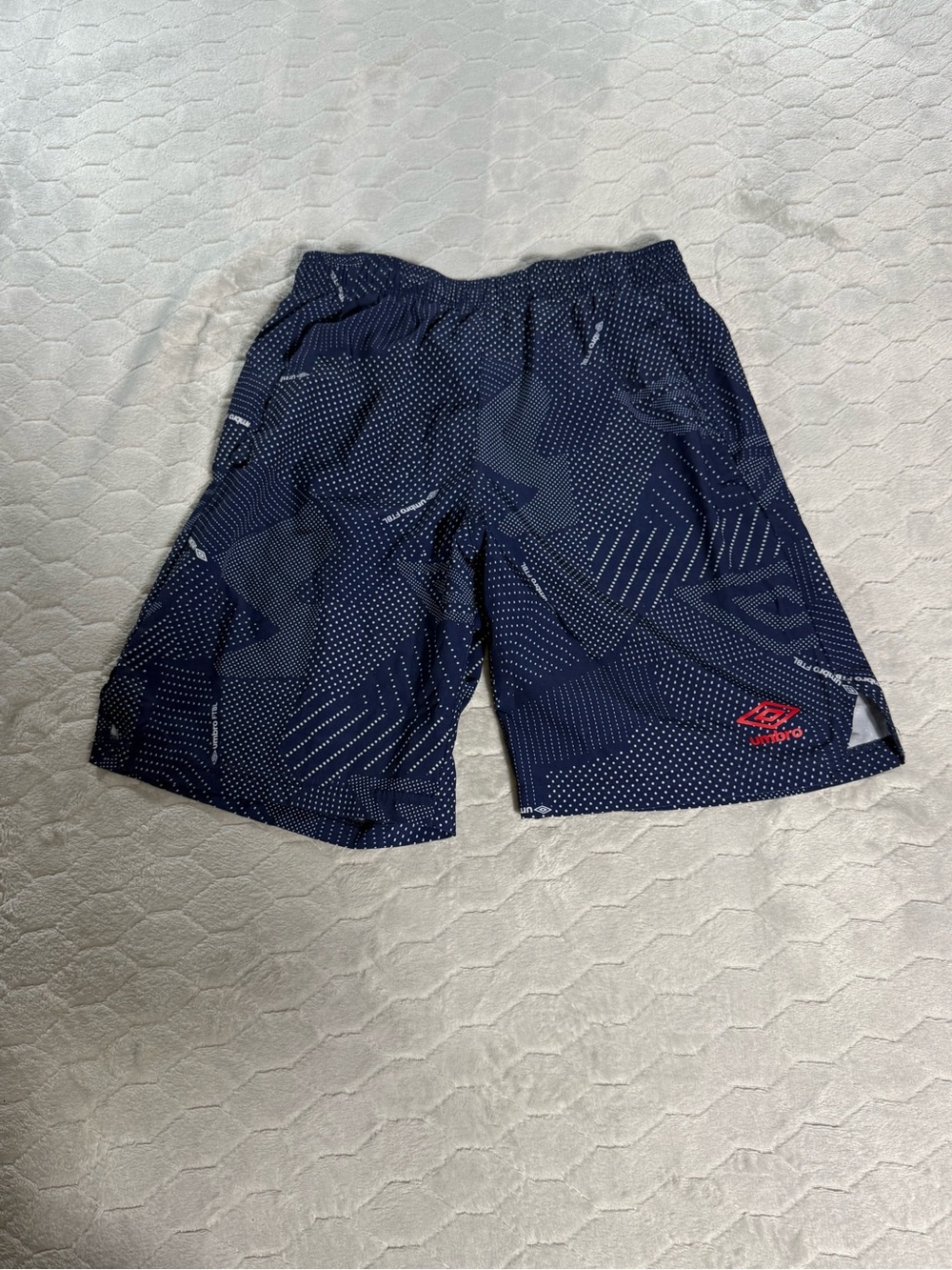 Umbro FTBL Soccer Training Shorts Navy Blue Geometric Print Athletic